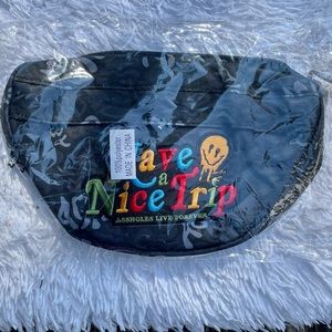 Linda Finegold ALF black squiggly smile fanny pack